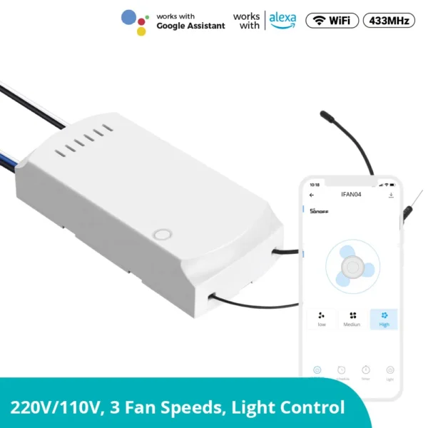 SONOFF iFan04: Wi-Fi Ceiling Fan And Light Controller